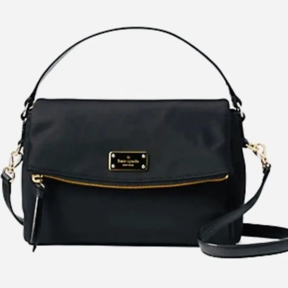 Kate Spade Designer Wilson Road Miri Black Foldover Crossbody Bag Purse